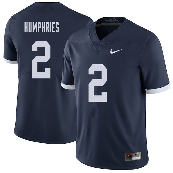 Men #2 Isaiah Humphries Penn State Nittany Lions College Throwback Football Jerseys Sale-Navy